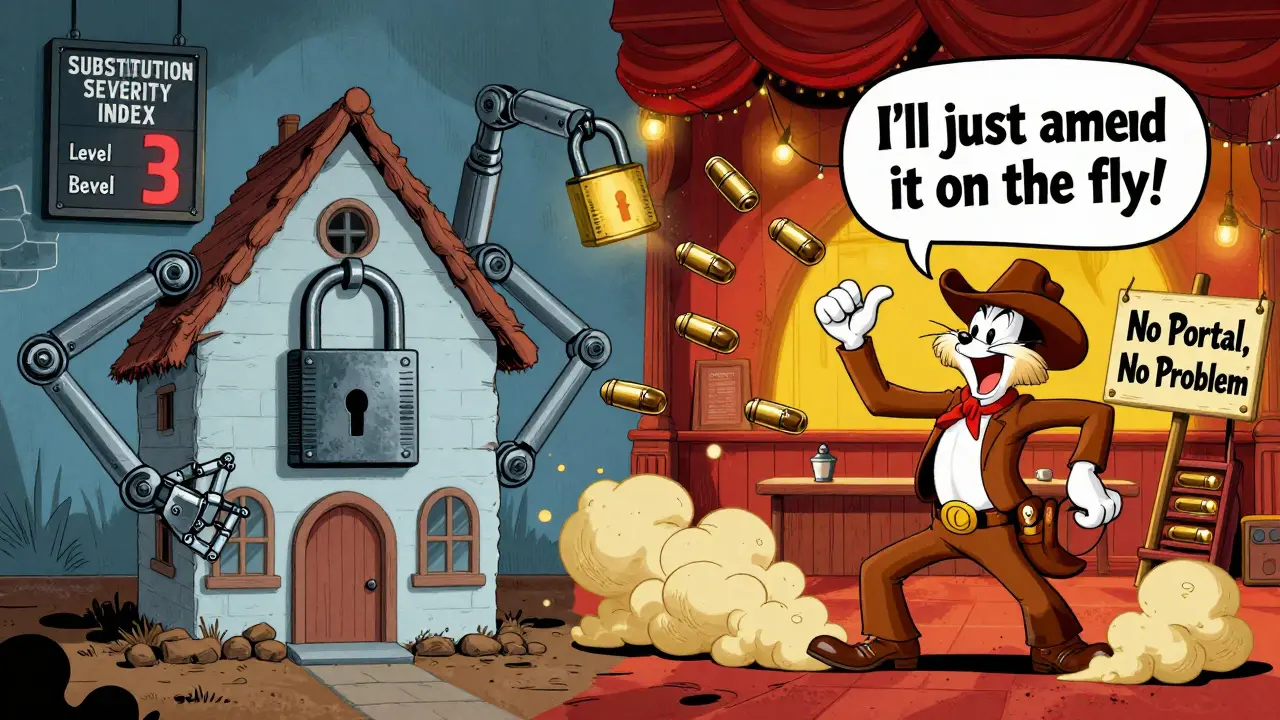 Split scene: strict House rules vs. wild Senate amendment chaos, one side has a locked Level 3 scoreboard, the other a cowboy shooting amendments.