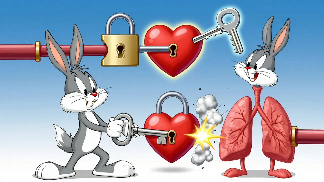 Animated keys represent different beta-blocker generations fitting locks