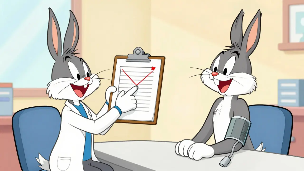 Doctor and patient discussing health in cartoon style