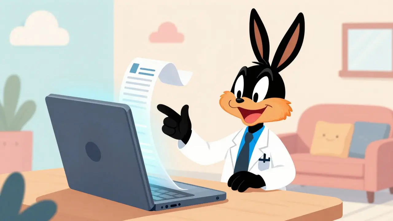 Friendly doctor sending digital prescription via tablet